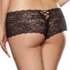 Shorty Dentelle Ouvert Noir Laçage Dos Grande Taille