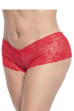 Shorty Dentelle Rouge Grande Taille