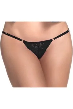 String Réglable V Dentelle Noire