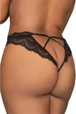 Tanga Noir Ouvert Grande Taille