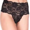 Tanga String Noir Taille Haute Dentelle