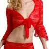 Top Dentelle Rouge Sexy à Nouer Sur Le Devant